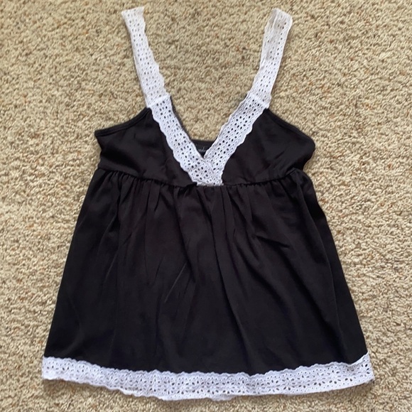 Moda International Lace Trim Cotton Babydoll Top M - Picture 1 of 7